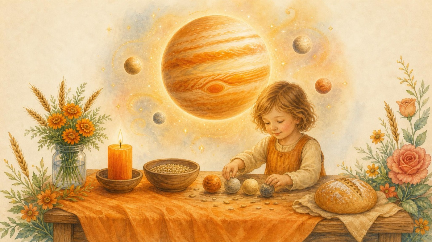 Watercolor Aim illustration for the Jupiter lesson