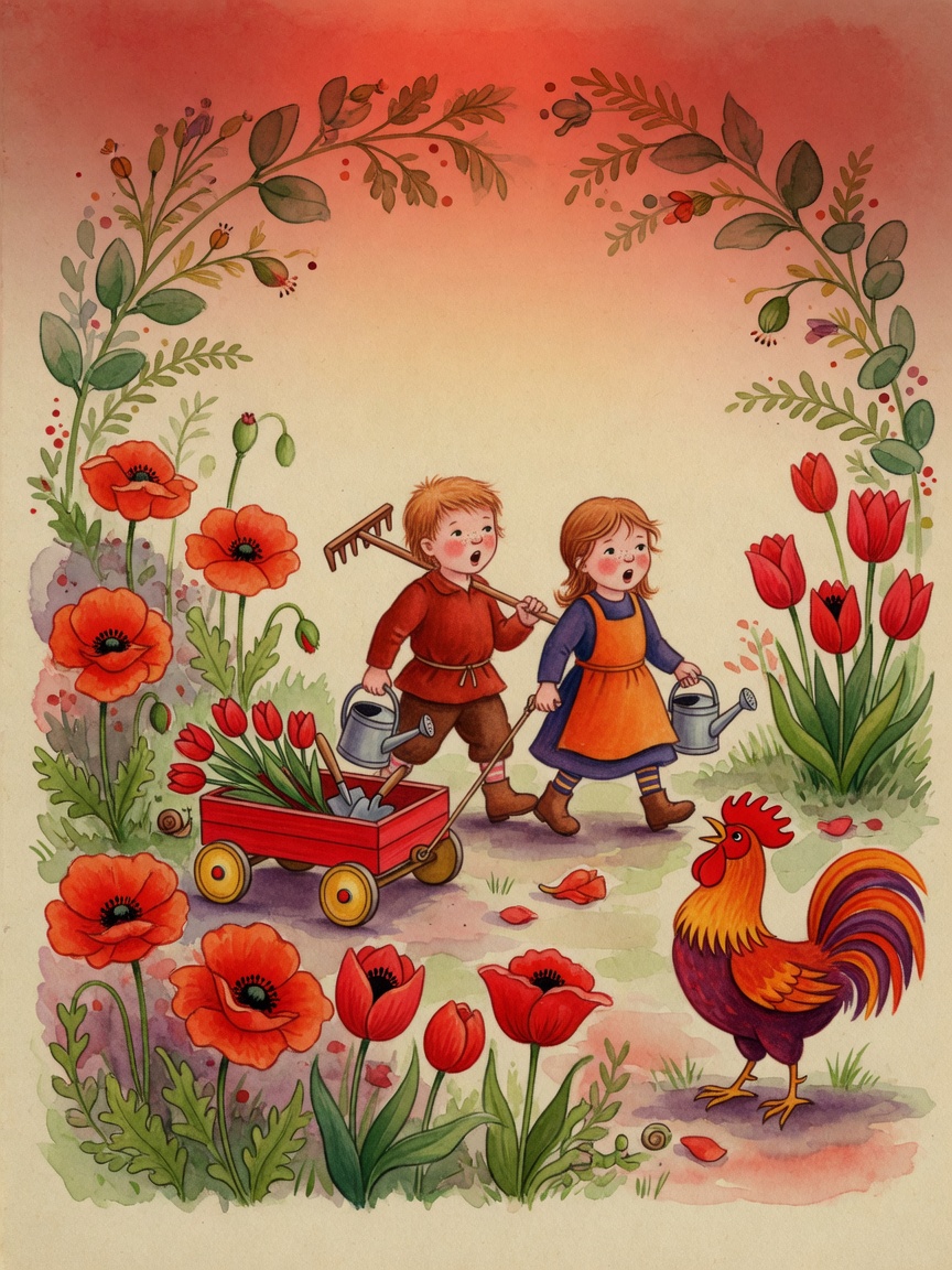 Watercolor nature basket illustration