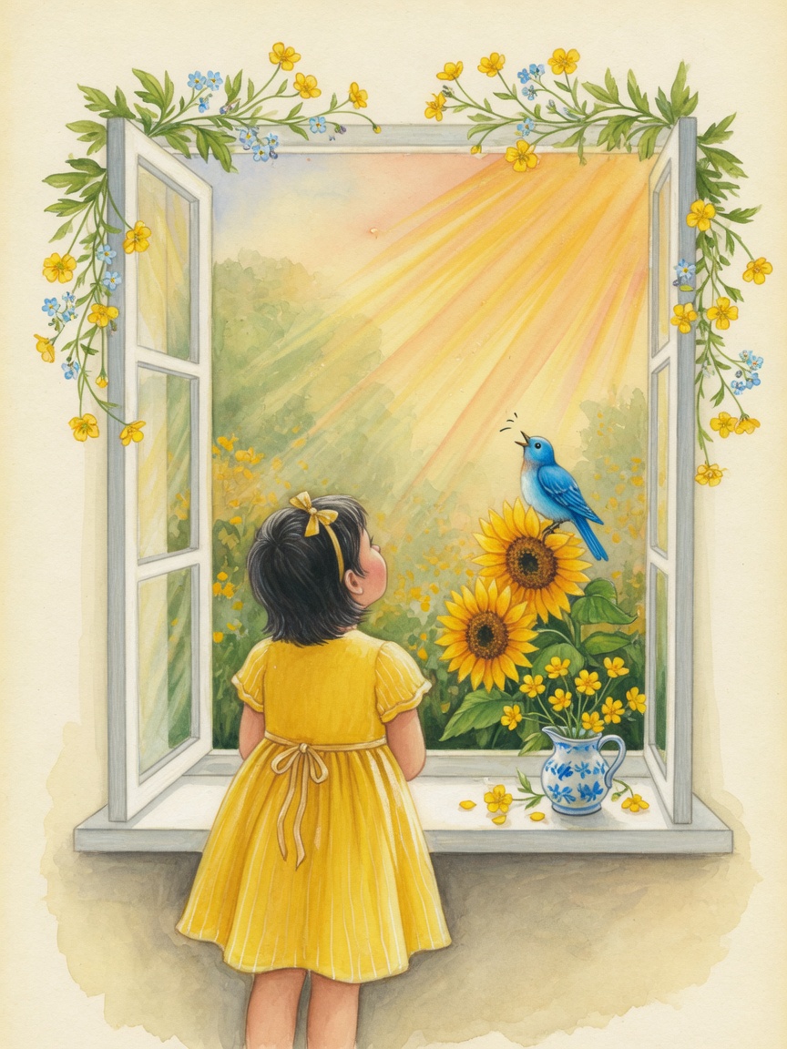 Watercolor painting and washing day illustration