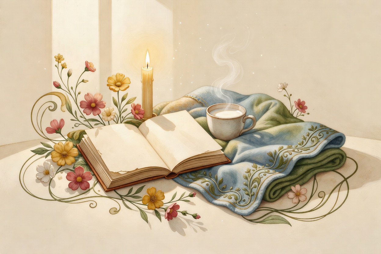 Watercolor candle and rest illustration